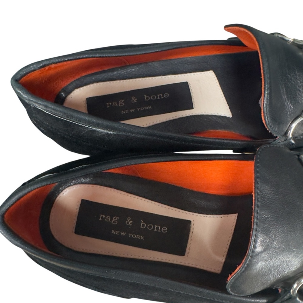 rag & bone Black Leather and Suede Loafers with Silver Detail - Picture 7 of 11